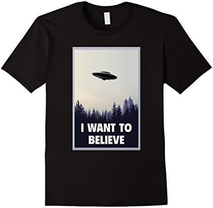 Men's I Want To Believe T Shirt - Alien UFO T-Shirt Medium Black