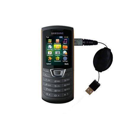 Retractable USB Cable for the Samsung GT-C3200 with Power Hot Sync and Charge capabilities - uses Gomadic TipExchange Technology