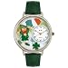 Whimsical Watches Unisex U1224001 St. Patrick's Day with Irish Flag Hunter Green Leather Watch