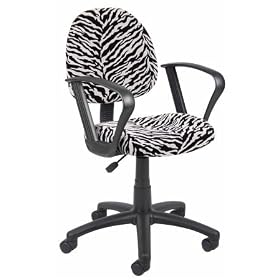 Boss Norstar B327ZB Zebra Print Office Desk Chair with Loop Arms