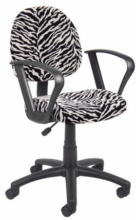 Boss Norstar B327ZB Zebra Print Office Desk Chair with Loop Arms