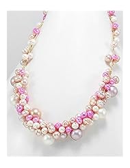 Japanese silk cord Fresh Water Pearls Necklace In Zinc
