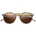 zeroUV Retro Horned Rim P3 Keyhole Round Horn Rimmed Sunglasses (Shiny-Tortoise Amber)