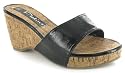 Platino "Jelly" Ladies Fashion Mule Wedge Sandal Shoes - Black
