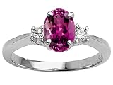 1.70 cts Genuine 9x7 Oval Rhodolite Engagement Ring - 14kt White or Yellow Gold