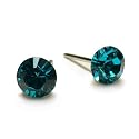 Indicolite Diamond Cut Swarovski Austrian Crystal Post Earrings, 5mm