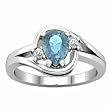 14K White Gold Aquamarine and Diamond Ring