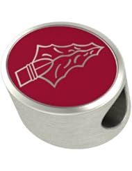 Florida State Seminoles Collegiate Bead Fits Most European Style Bracelets Including Chamilia, Biagi, Zable, Troll and More. High Quality Bead in Stock for Immediate Shipping