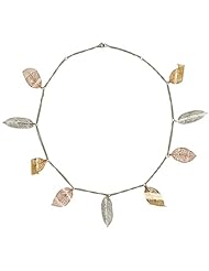 Stainless Steel Gold, Steel, IPG Color Plating Multi-Leaf Necklace, 17"