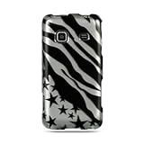Hard Snap on Plastic With BLACK SILVER ZEBRA STARS Design Faceplate Cover C ....
