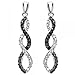 0.10 Carat (ctw) Sterling Silver Black & White Diamond Ladies Infinity Swirl Dangling Earrings 1/10 CT