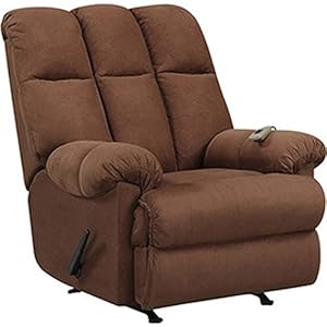 Massage Rocker Recliner Chair Microfiber Chocolate Brown Rocking Reclining