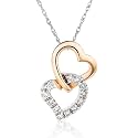 1/8ctw Diamond Heart Pendant in 14k Rose and White Gold (HI/I1)