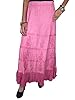 Women Long Maxi Skirt Pink Designer Embroidered Rayon Skirts