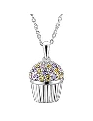 925 Sterling Silver Cubic Zirconia Cupcake Charm Pendant/Necklace 18 Inches 925 Silver Chain