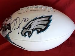 DeSean Jackson Autographed Custom Philadelphia Eagles Full Size Logo Photo Football, Proof Photo of DeSean Signing for Us.