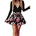 Amoin Womens V Neck Floral Cocktail Short Dress