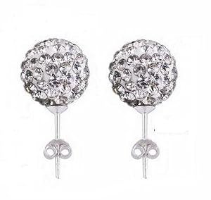 Boucles D'oreilles Clou Style Shamballa Cristal 1cm - Blanc