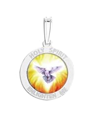 Holy Spirit Medal "Color " - Available in Solid 14K Yellow or White Gold, or in Sterling Silver