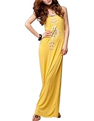 General Print Sleeveless Cotton Scoop Neck Ankle Length Backless Maxi Dress 