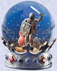 medieval snow globe gothic knight returns from battle