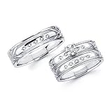 .18ct Diamond 14k White Gold Engagement Wedding Trio His and Hers 3 Ring Set (HI, I1)