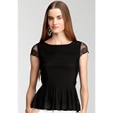 bebe Cap Sleeve Pleated Peplum Top