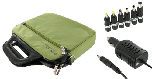 Samsung N130-13B 10.1-Inch Netbook Carrying Bag and 12v Car Charger (Travel Pro Series -Green)