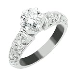 0.98 Carat White Gold Round And Baguette Diamond Enagement Ring SI-SI Clarity