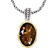 925 Silver & Smoky Quartz Large Oval Pendant with 14k Gold Accents