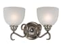 Kenroy Home 80462BRBR Butler Two-Light Vanity Light with 6-Inch Frosted Glass Shades