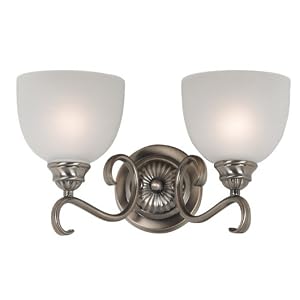 Kenroy Home 80462BRBR Butler Two-Light Vanity Light with 6-Inch Frosted Glass Shades by Kenroy Home