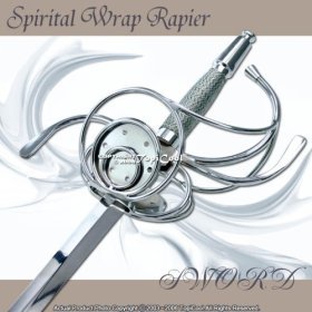Spirital Wrap Rapier Sword Swept Hilt Clamshell W/ Scab