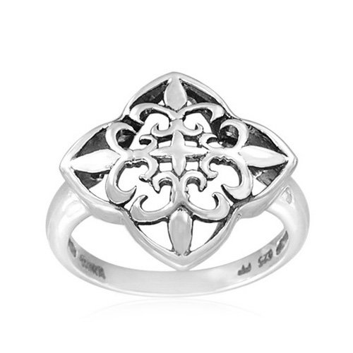 Sterling Silver Celtic Fleur-de-Lis Ring, Size 7
