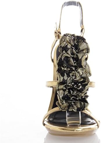 Max Rave by BCBG SILKY Platform High Heels Sandals Shoes Lace Gold 8.5