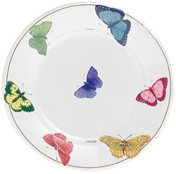 Caspari Papillon Set of 8 Paper Salad Plates, Pearl