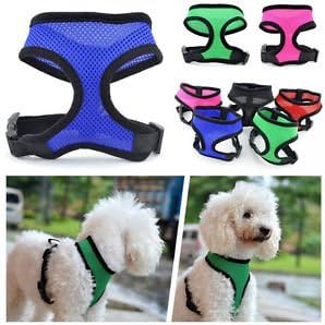 Adjustable Soft Dog Harness, Net Eye Mesh Vest, T-strip Body Harness (Green, Medium)