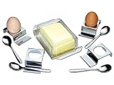 chg 9556 Fruehstuecks-Set 9-teilig, 4x Eierbecher 8,5 x 5 x 2 cm, 4x Eierloeffel, 1x Butterdose mit Deckel 17,5 x 10 x 5 cm