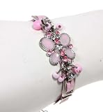 Pink Petal Leather and Crystal Stones Bracelet