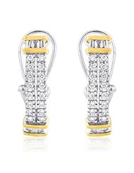 14k TWO TONE GOLD WOMENS EARRING LE-1304 DIAMOND 0.46CT TW