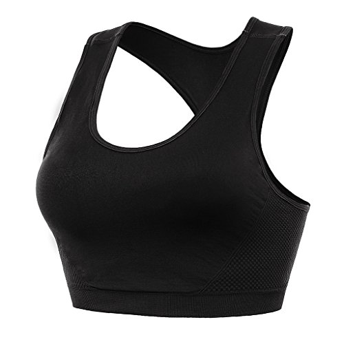 Women’s black sports bra sports bra for large bust seamless running bra