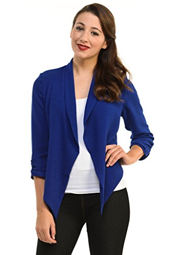 Womens 3/4 Sleeve Casual Work Lined Open Front Cardigan Blazer
