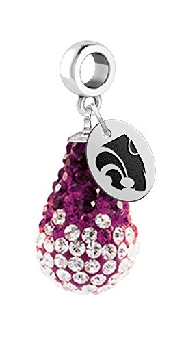 Kansas State University Wildcats Crystal Dangle Charm - Fits All Bracelets