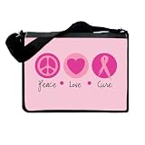 Insomniac Arts - Peace Love & Cure Pink Ribbon Messenger & Laptop Bag - Pink - One Size