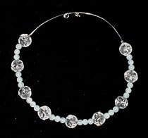 Sterling Silver Genuine Aquamarine & Big 14mm Crystal Choker Necklace 16"