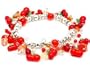 Silver Tone & Red Wild Cherry Gambling Stretch Bracelet