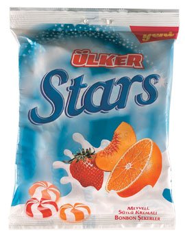 Hard Candy Fruit Mixes, Strawberry, Orange, Peach Flavoured Cream Candy, 13 Oz by Ulker Stars