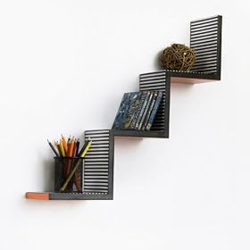 Trista - [Tropical Orange] Ladder-Shaped Leather Shelf / Bookshelf / Floating Shelf