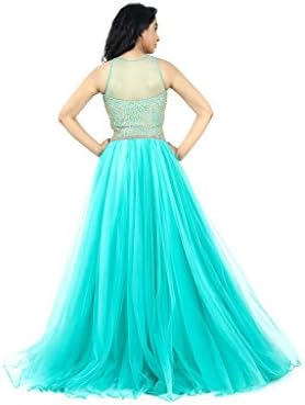 Panisha Women's Indian Pakistani Anarkali Embroidered Gown Replica Large Aqua Blue
