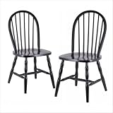 Winsome Wood Assembled 29-Inch Windsor Chairs, Set of 2, Black Finish